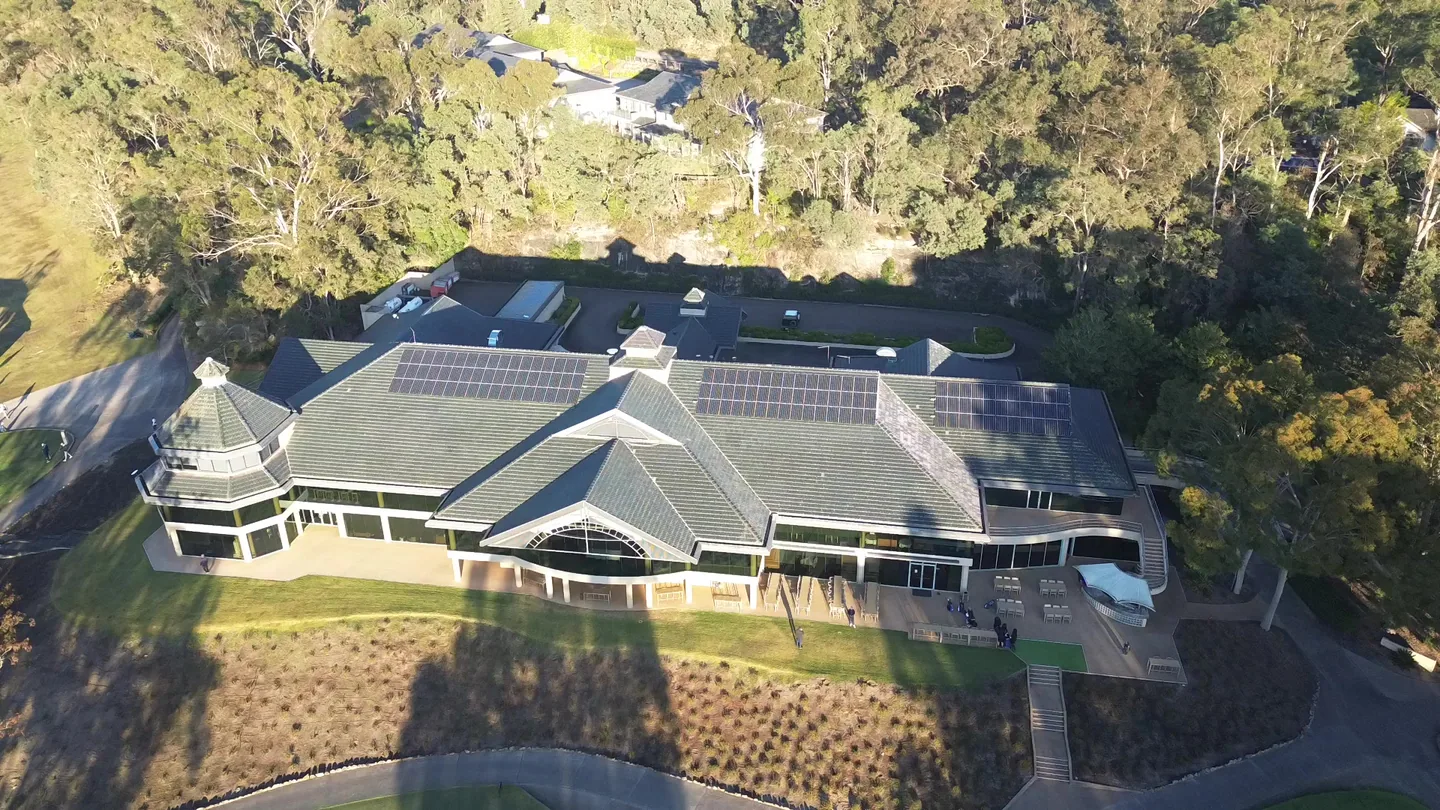 Riverside Oaks Golf Resort clubhouse from the air