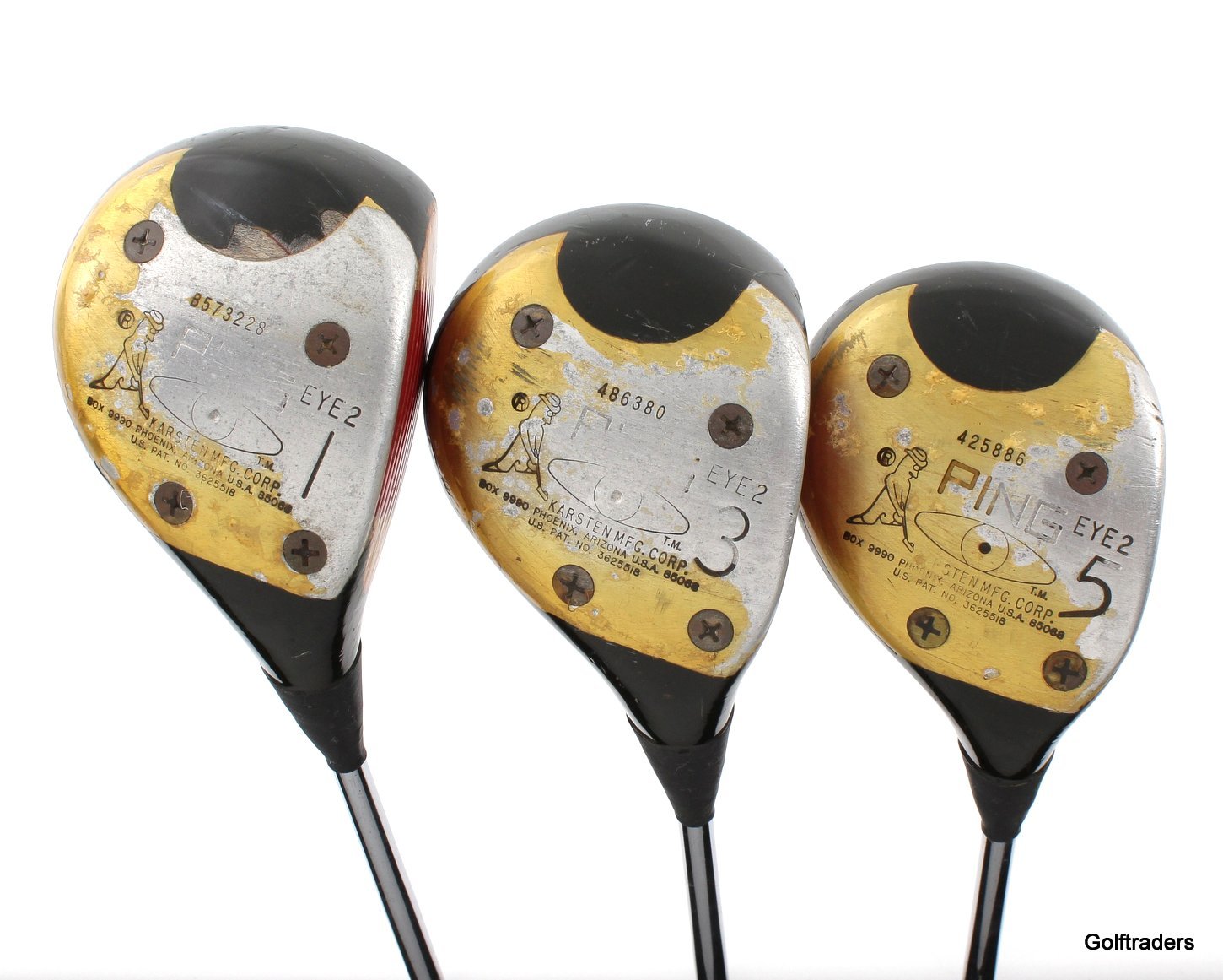 Ping Eye 2 Vintage Wood Set Driver, 3 and 5 Wood Steel Stiff New Grips