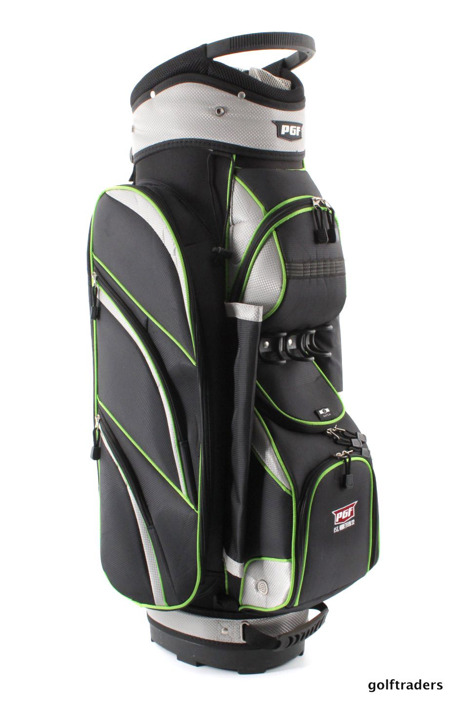 PGF EST. 32 GOLF CART BAG BLACK/SILVER/LIME NEW D4371 just 150.00