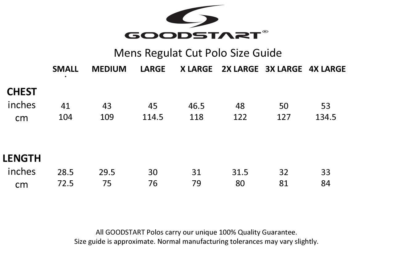 Mens Polo Size Chart