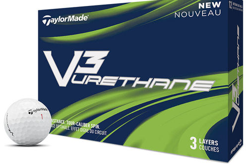 TaylorMade Mens White V3 Urethane Pack of 12 Balls - Image 1