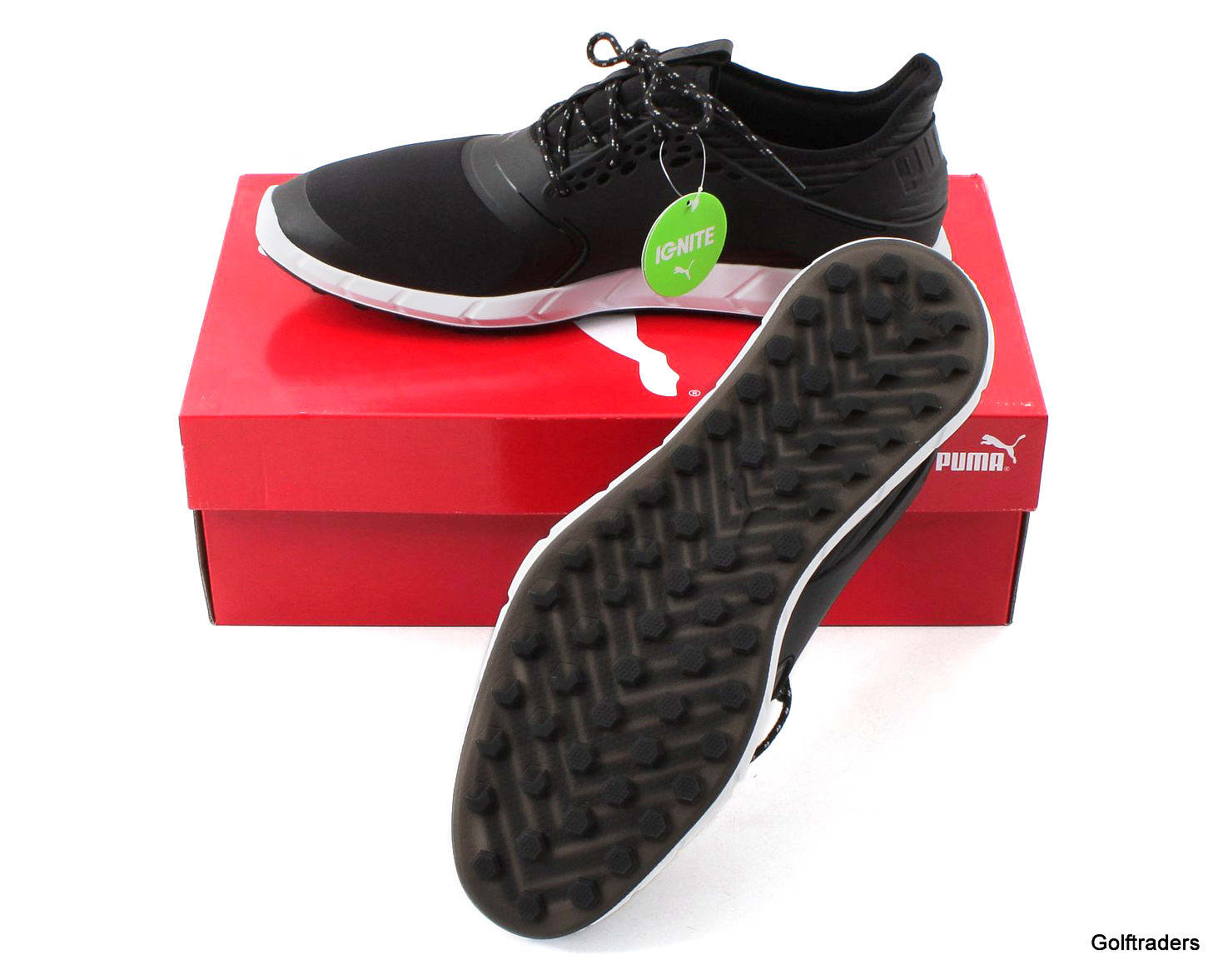 New Puma Ignite PWRSport Men's Golf Shoes Black / Silver Size 9US Med F5900 - Image 1