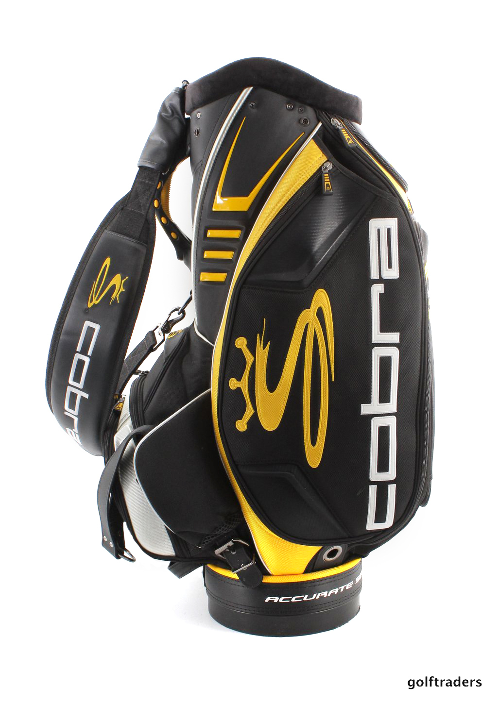 COBRA "CUSTOM FIT TO SPEED" STAFF GOLF BAG +HOOD BLACK / YELLOW USED
