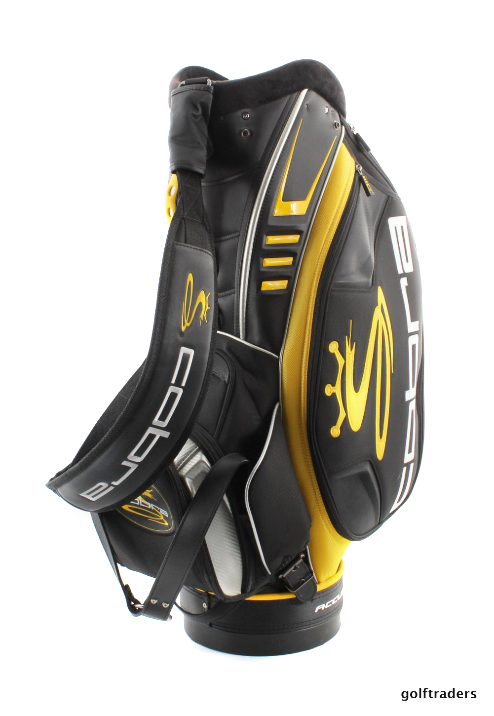 COBRA "CUSTOM FIT TO SPEED" STAFF GOLF BAG +HOOD BLACK / YELLOW USED