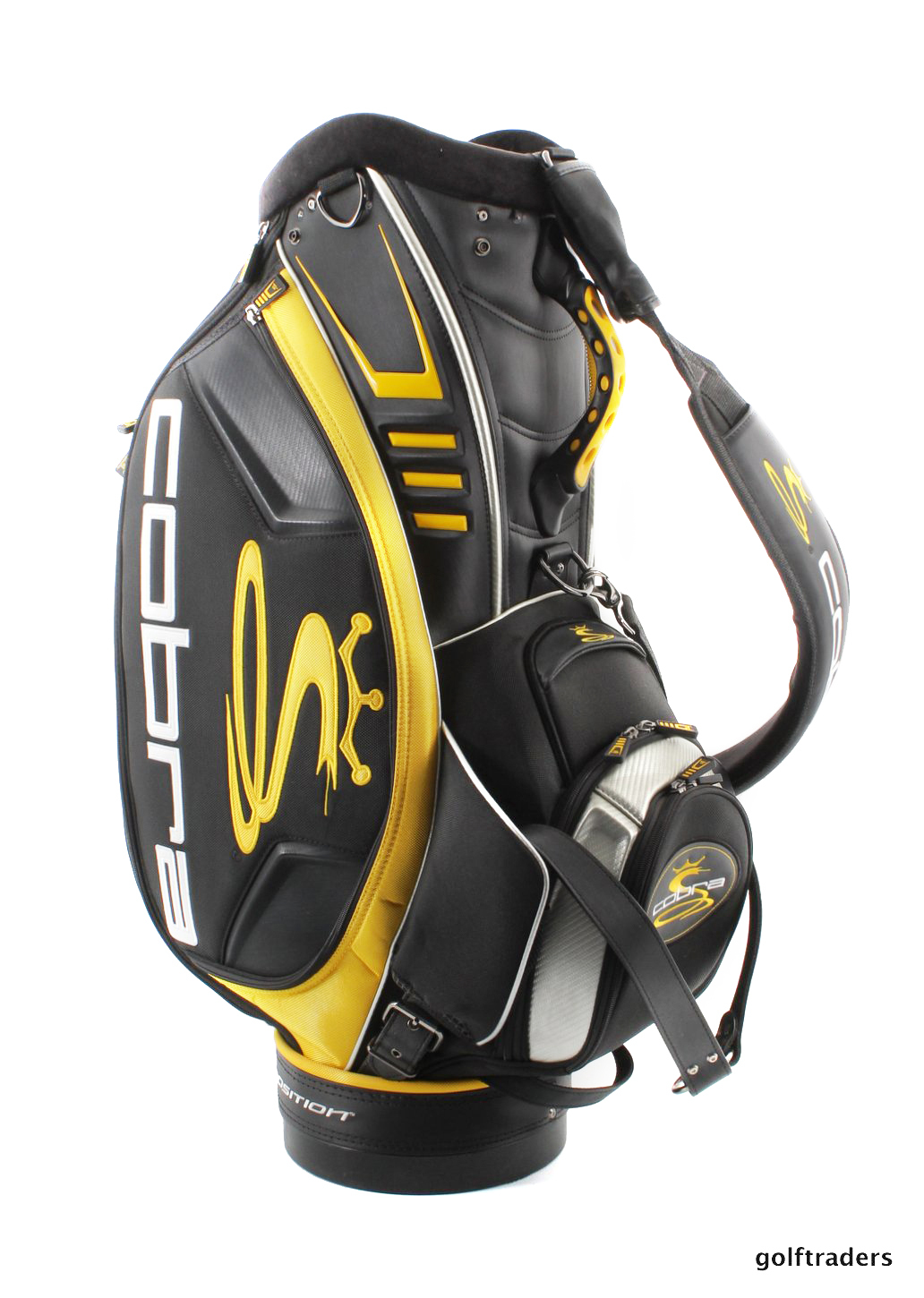 COBRA "CUSTOM FIT TO SPEED" STAFF GOLF BAG +HOOD BLACK / YELLOW USED