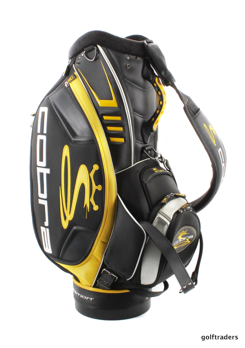 COBRA "CUSTOM FIT TO SPEED" STAFF GOLF BAG +HOOD BLACK / YELLOW USED