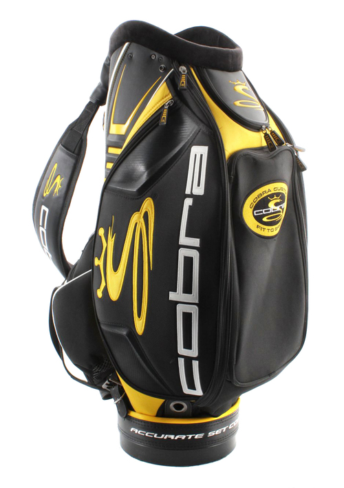 COBRA "CUSTOM FIT TO SPEED" STAFF GOLF BAG +HOOD BLACK / YELLOW USED