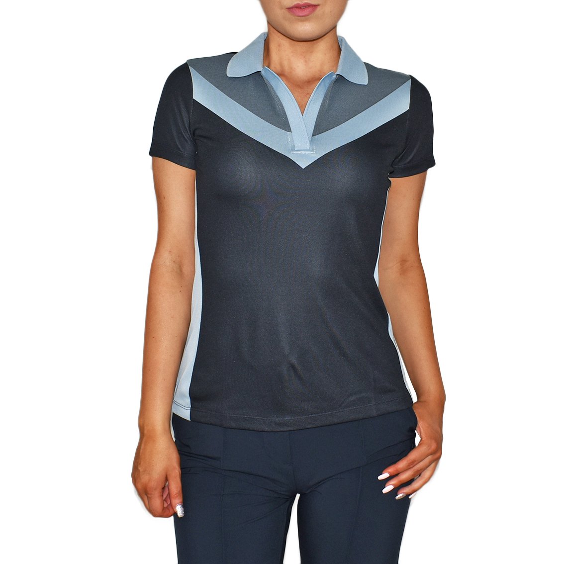 J.Lindeberg Women's Lilly TX Jaquard Golf Shirt Navy just 159.99