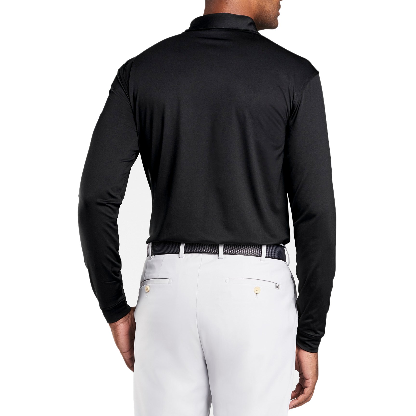 Peter Millar Solid Stretch Jersey Long Sleeve Polo Black just 109.95