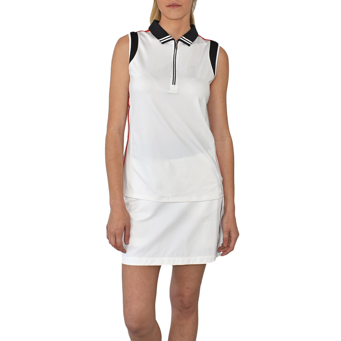 Calvin Klein Haven Sleeveless Women's Golf Shirt White/Black just 87