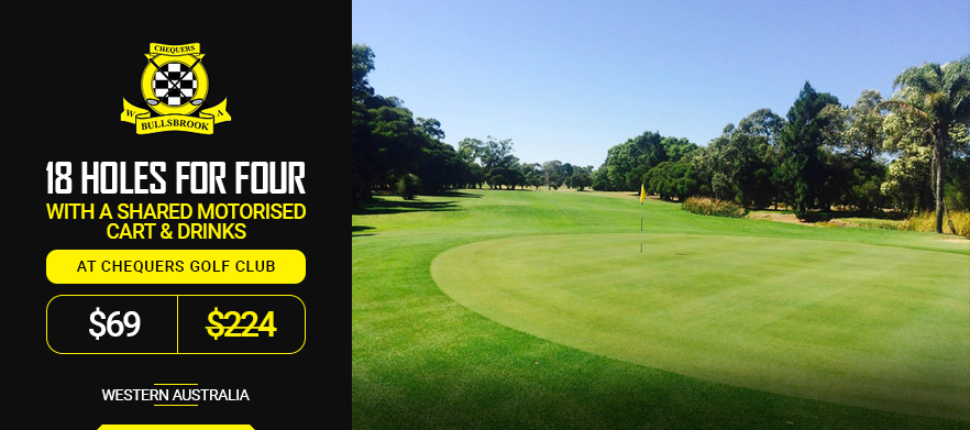 <em>One of WA's Hidden Gems!</em> 18 Holes for Four with Shared Motorised Carts & Drinks at Chequers Golf Club! 