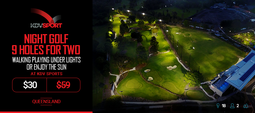 9 holes for TWO Plus Range Balls at <em>KDV Sport.</em> 