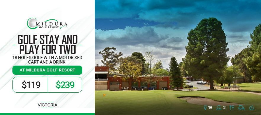 One night stay for two people at <em>Mildura Golf Resort</em>. Your stay includes Unlimited golf with a motorised cart and a drink on arrival.