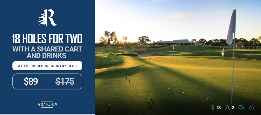 Play one of Melbourne's True Gems! 18 Holes for 2 at the <em>Stunning Rosebud Country Club.</em> Includes a shared motorised cart and a drink each after your round.