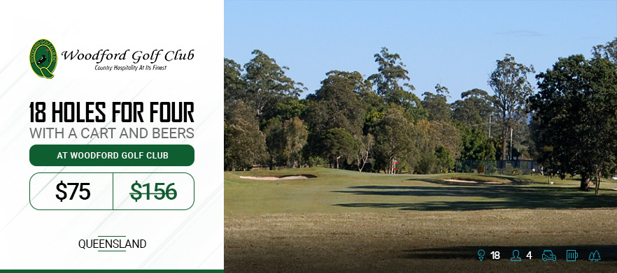 18 holes for FOUR at <em>Woodford Golf Club with cart and beers.</em>