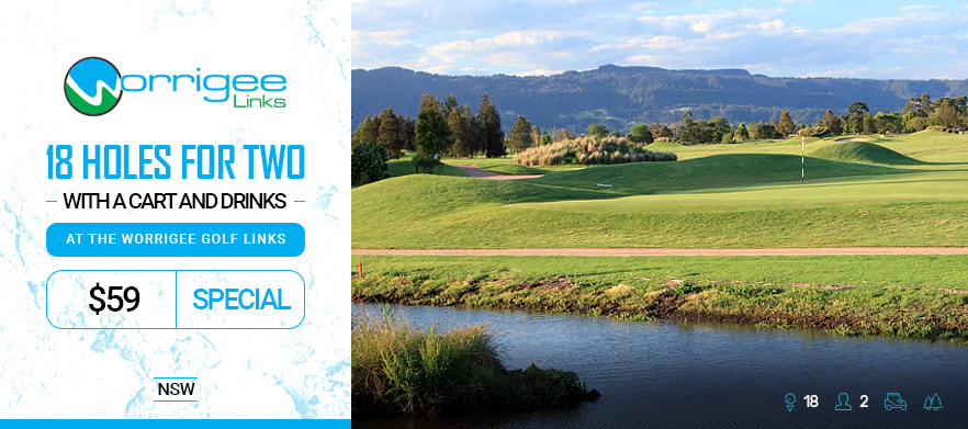 <em>One of NSW's Hidden Gems!</em> 18 Holes for Two at the <em>Worrigee Golf Links.</em> Includes a Shared Motorised Cart and Drinks. 