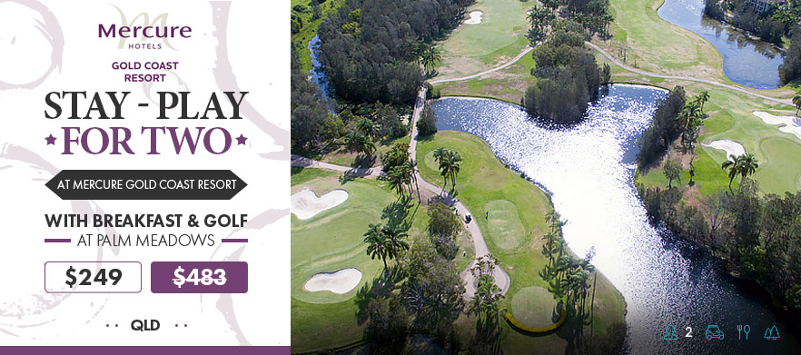 <em>1 Night Stay For Two at Mercure Gold Coast, with Breakfasts, 18 Holes at Palm Meadows each in shared Motorised Carts.</em>