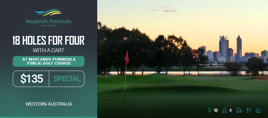 18 Holes for FOUR in motorised carts at <em> Maylands Peninsula Public Golf Course! </em>