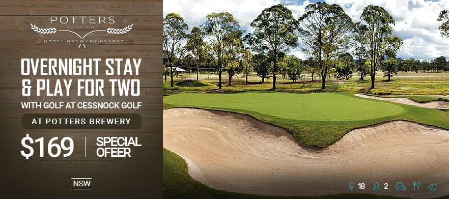 <b>Overnight stay & play escape for TWO to the gorgeous Hunter Valley in wine country!</b> Includes breakfast & 18 holes in a shared cart at Cessnock Golf Club!