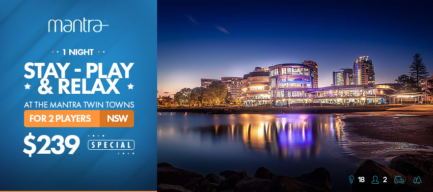<em>Play, Stay & Relax at Mantra Twin Towns</em> 1 Night Stay with 18 Holes For Two at Coolangatta Tweed Heads Golf Club With Electric Cart.</em>
