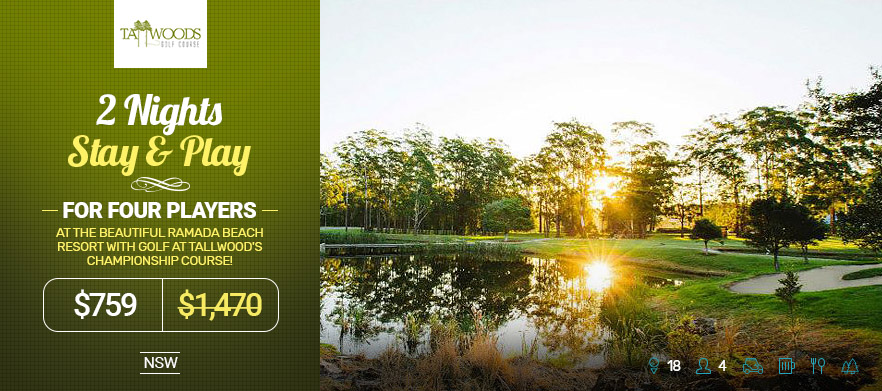 <em>Stunning Stay and Play for Four at The Ramada Beach Resort!</em> Includes Golf at <em>Tallwoods Championship Course</em> in Carts, Lunch, Drinks & more. 