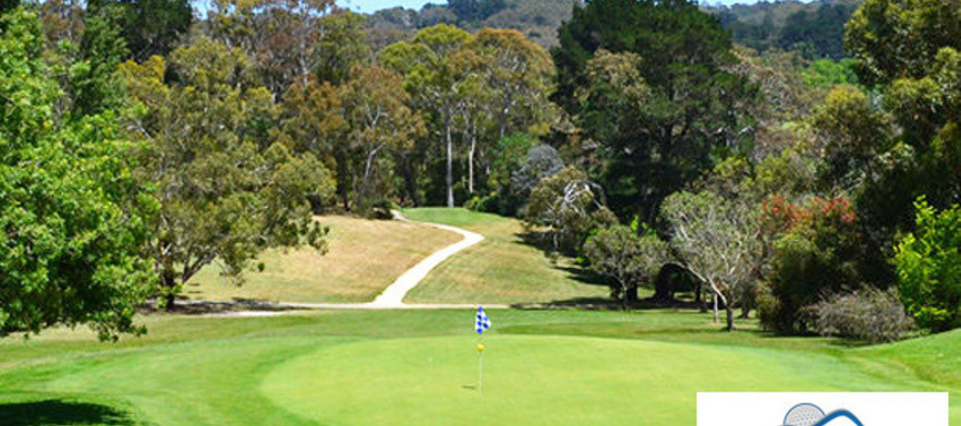 Just 20 Minutes from Adelaide CBD is <em>The Stirling Golf Club.</em> At this picturesque course two players can enjoy 18 holes with a pull buggy & a beer each. Valid to 30/6/15,  Weekday booking.