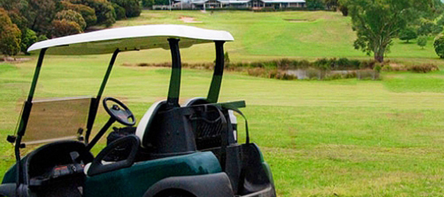 18 Holes for 2 at Melbourne's <em>Yarrambat Park Golf Course.</em>  Motorised buggy with your rounds, and a pot of tap beer afterwards.  