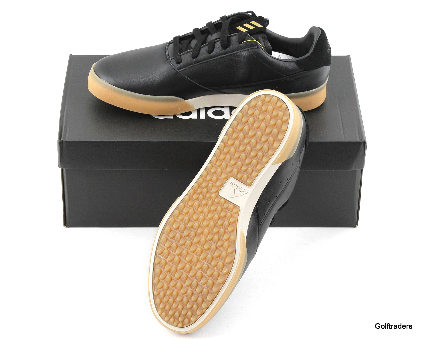 New Adidas Adicross Retro Mens Golf Shoes Blk / Gold / Brown 11.5US