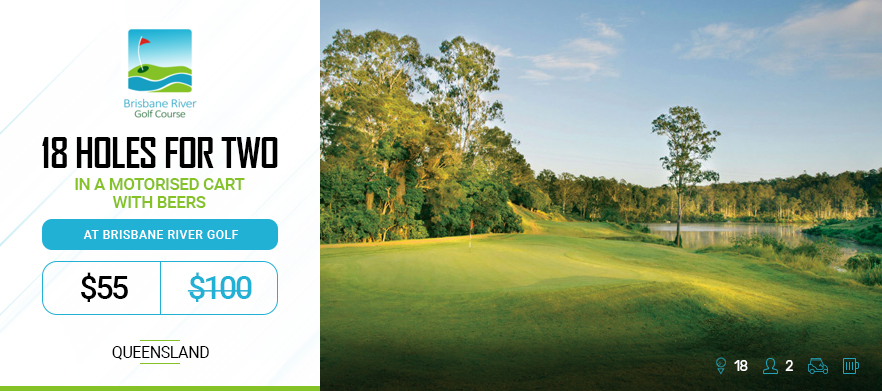 <em>Brisbane River Golf Club</em> 18 Holes For Two in a Motorised Cart PLUS Beers.