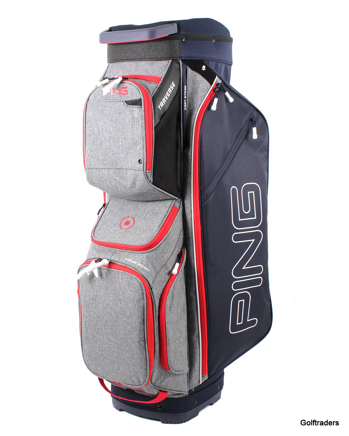 New Ping Traverse 191 Golf Cart Bag Heathered Grey / Navy / Scarlet