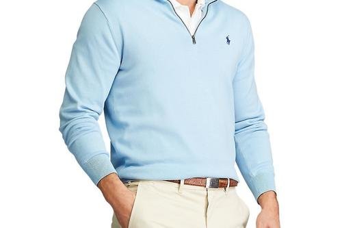 Polo Golf Ralph Lauren Half Zip Cotton Pullover - Power Blue just $99.00, save $100.00!