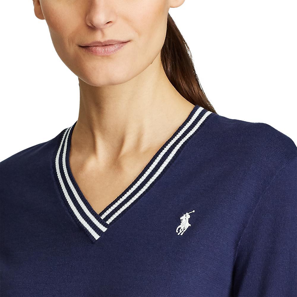 Polo Golf Ralph Lauren Women's Cotton VNeck French Navy/White just 155.00, save 34.00!