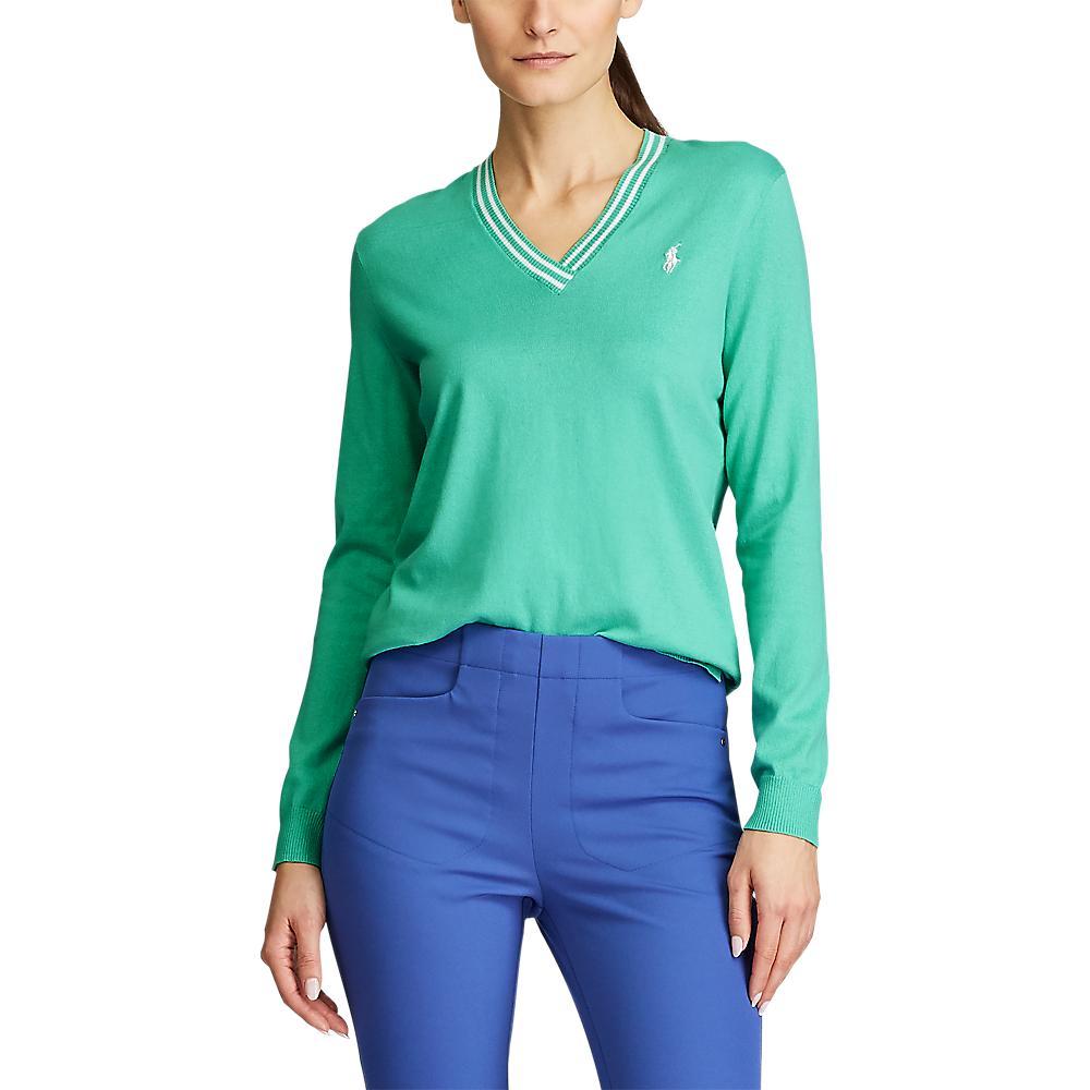 Polo Golf Ralph Lauren Women's Cotton VNeck Key West Green just 159