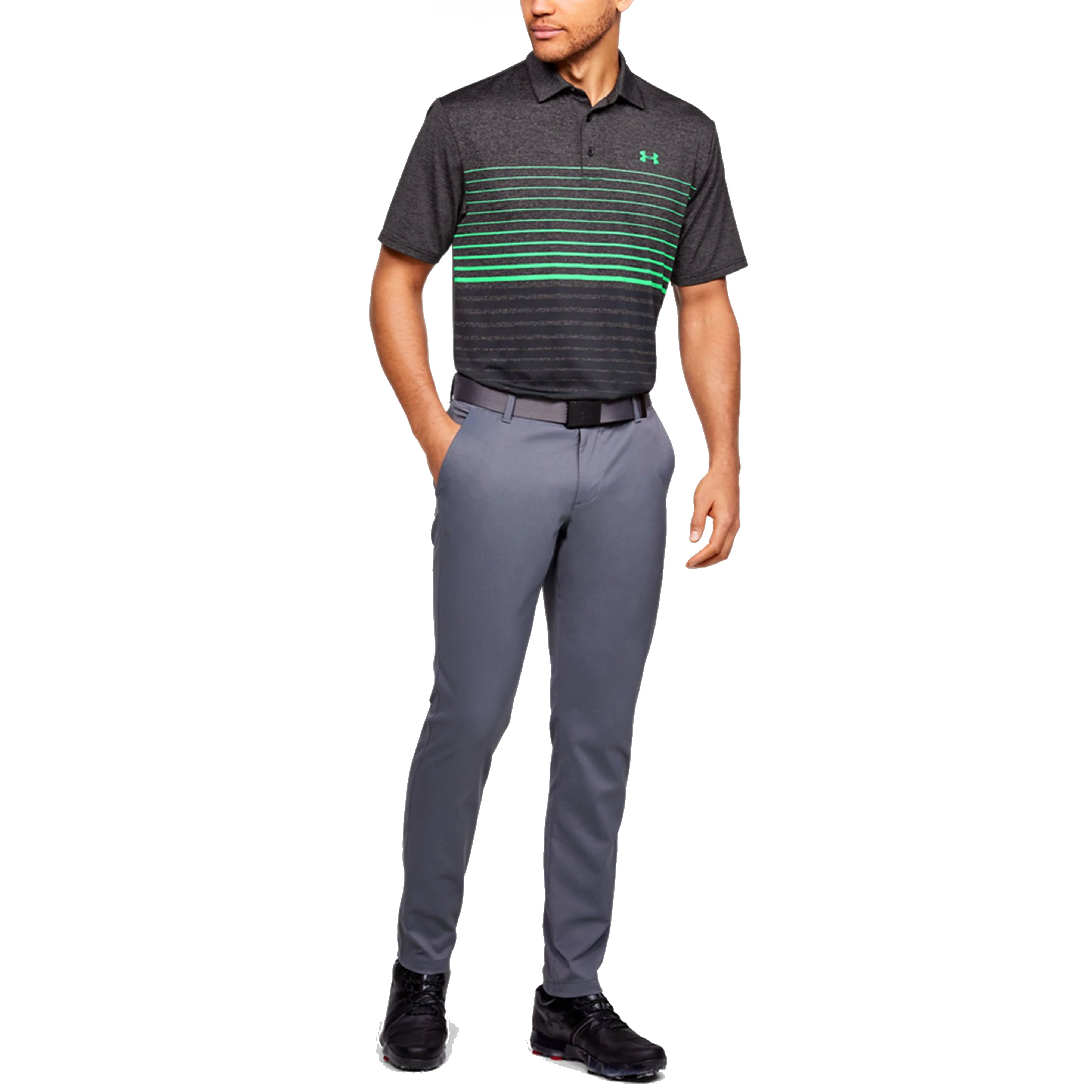 Under Armour Playoff Polo 2.0 Golf Shirt - Black/Vapor Green just $75.99, save $13.01!
