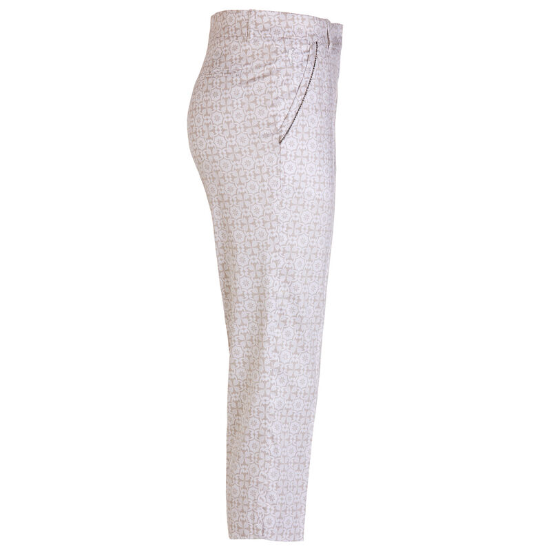Pantalon Capri GOLFINO Slim Stretch Imprimé – Femme Taille 4/XS – Bleu – NEUF Avec étiquettes
