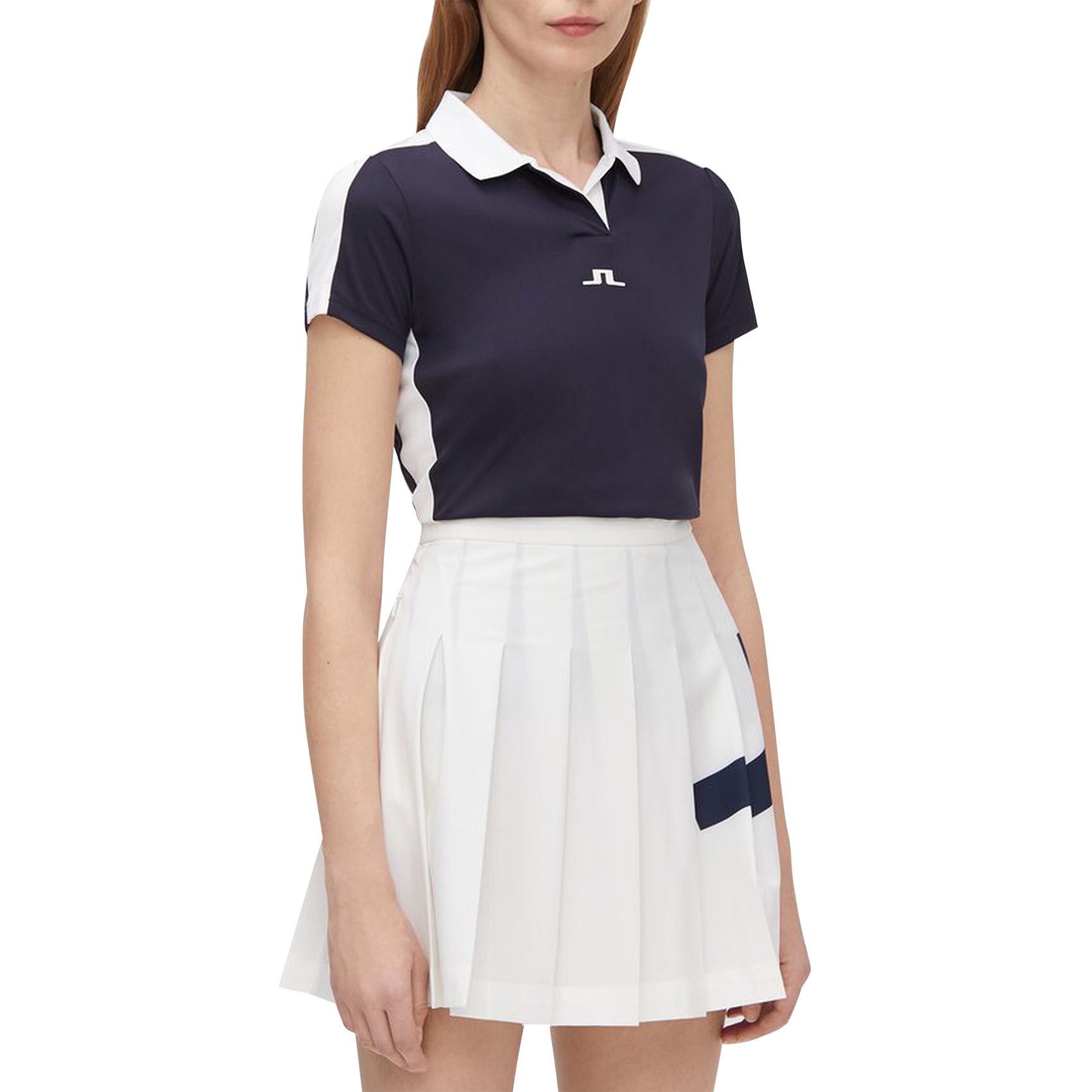 J.Lindeberg Women's Nour Golf Polo Shirt Navy/White just 135.00