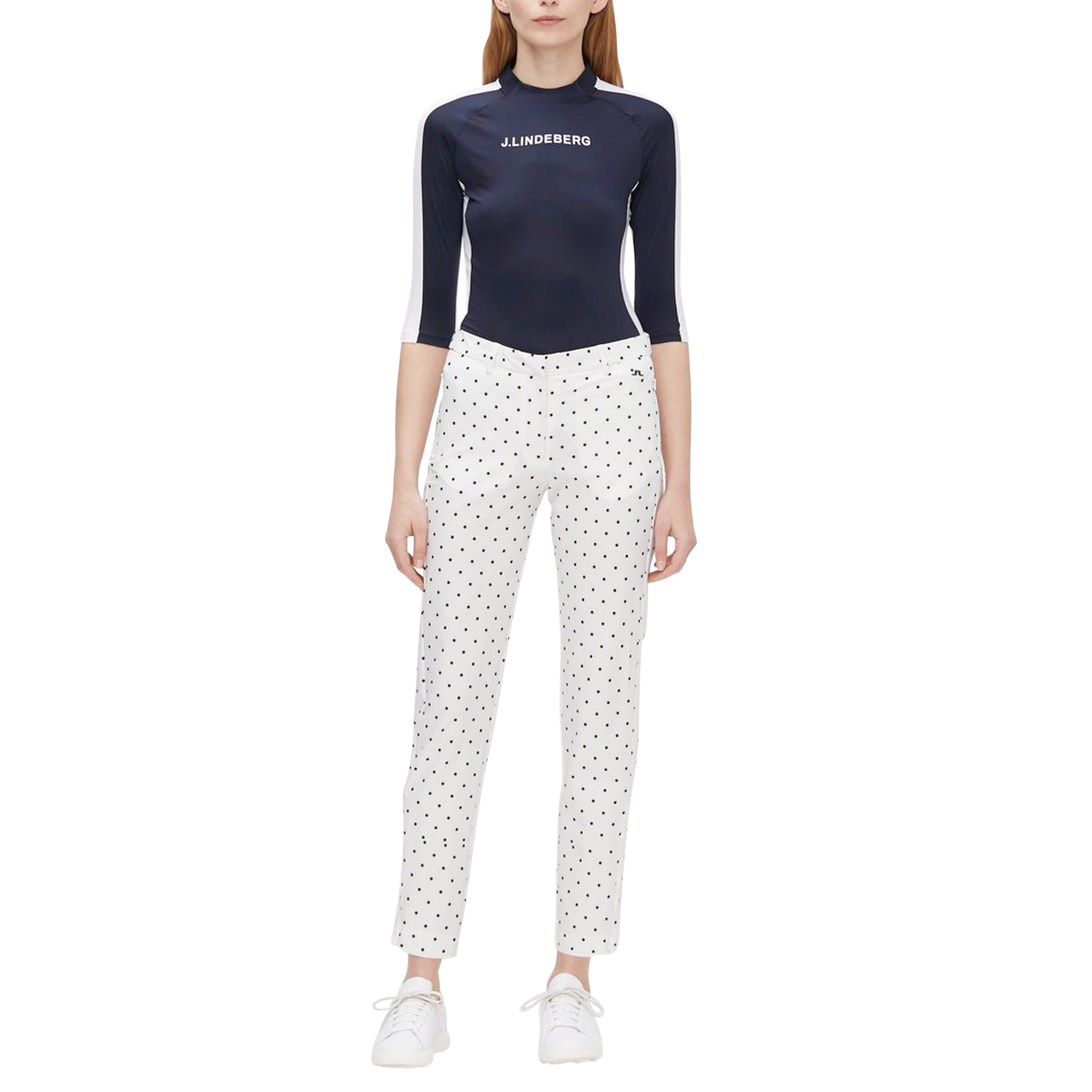 J.Lindeberg Women's Dana Print Golf Pants Polka Dot White just 220.00
