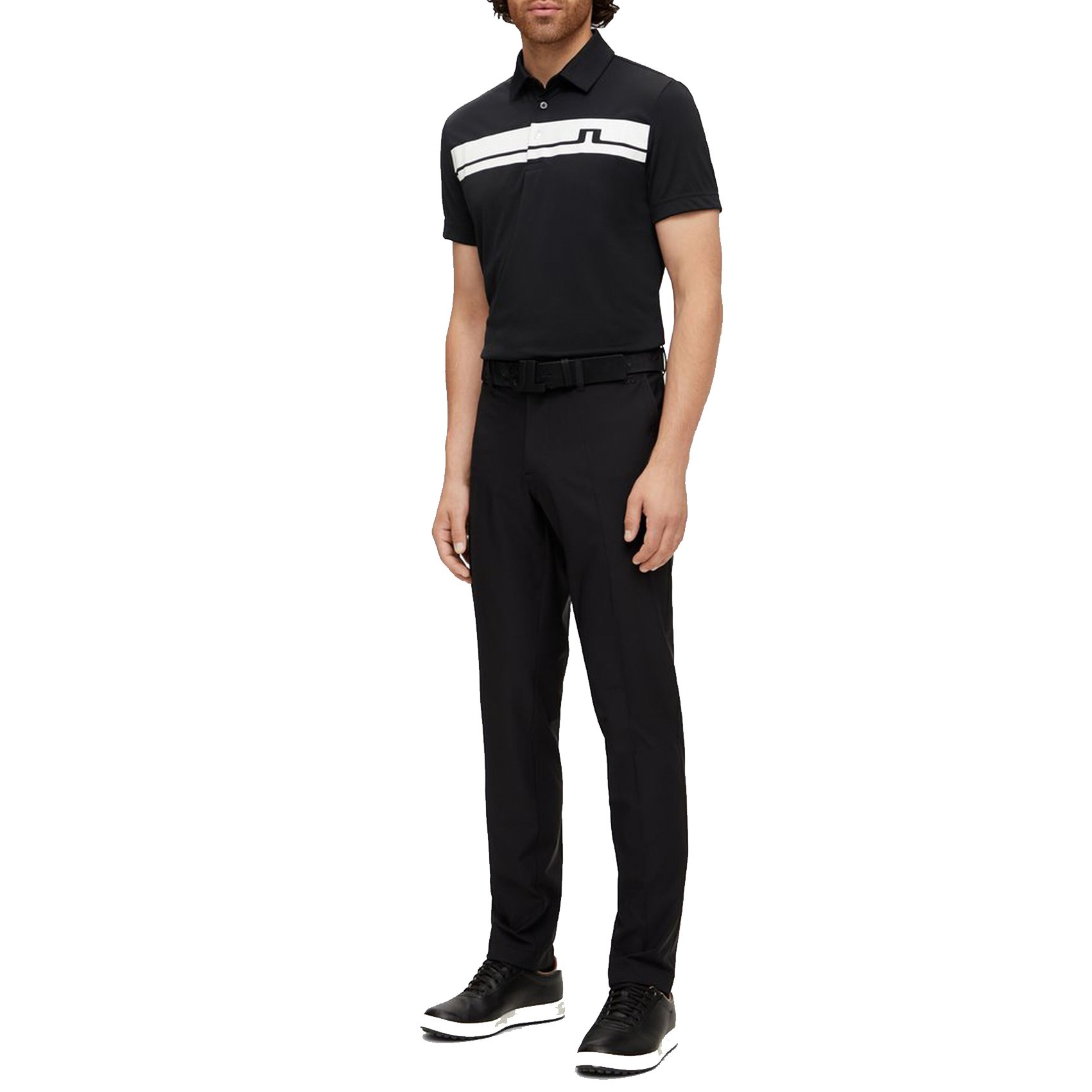 J.Lindeberg Clark Reg Golf Polo Shirt - Black/White just $119.00
