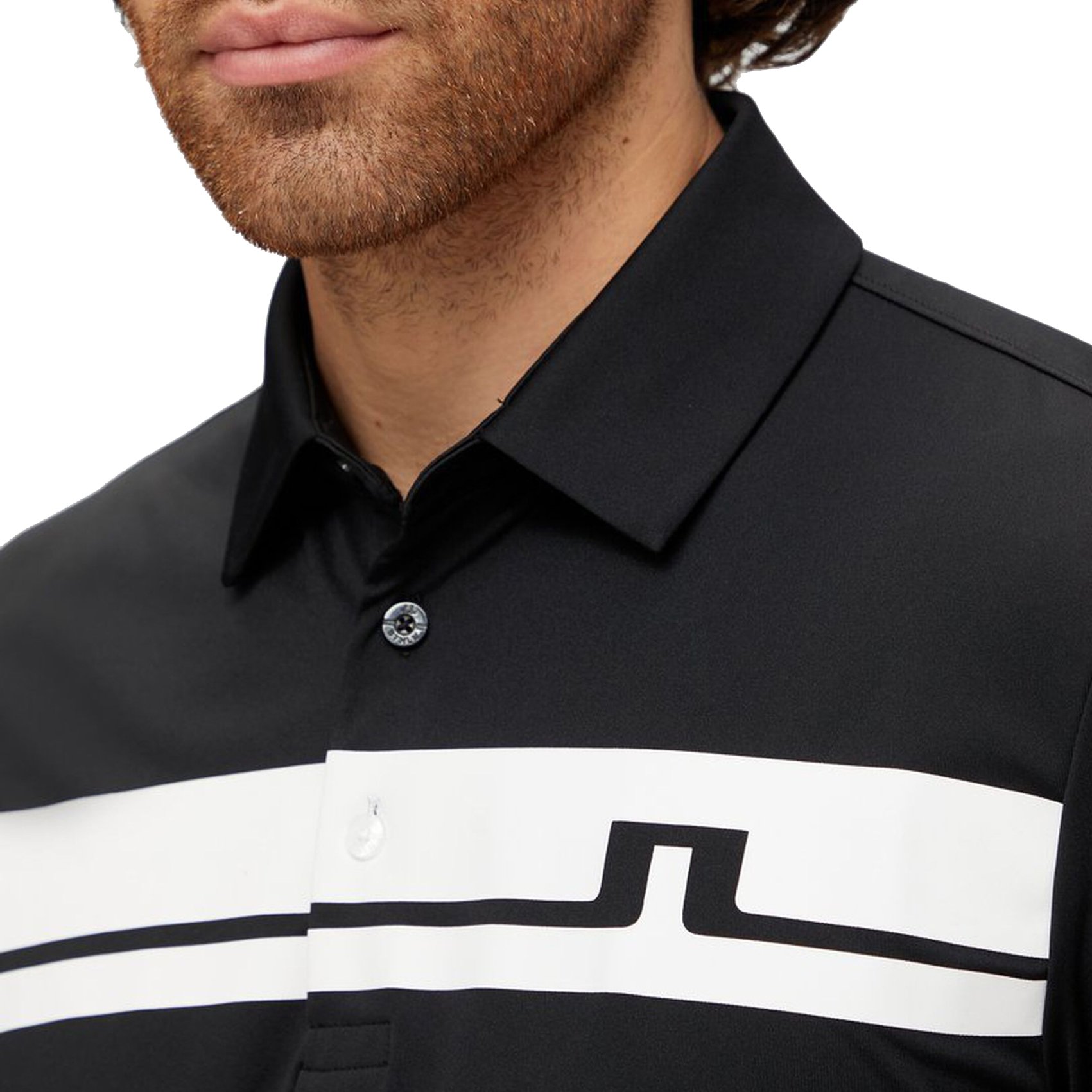 J.Lindeberg Clark Reg Golf Polo Shirt - Black/White just $119.00