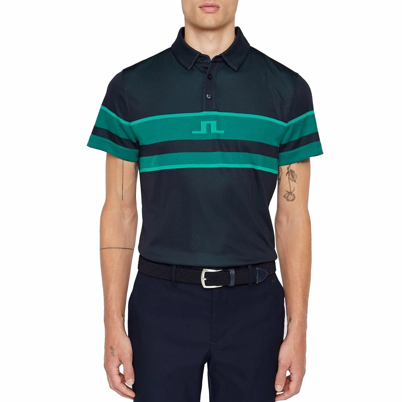 J.Lindeberg Cole TX Jacquard Polo Golf Shirt Navy just 89.99, save