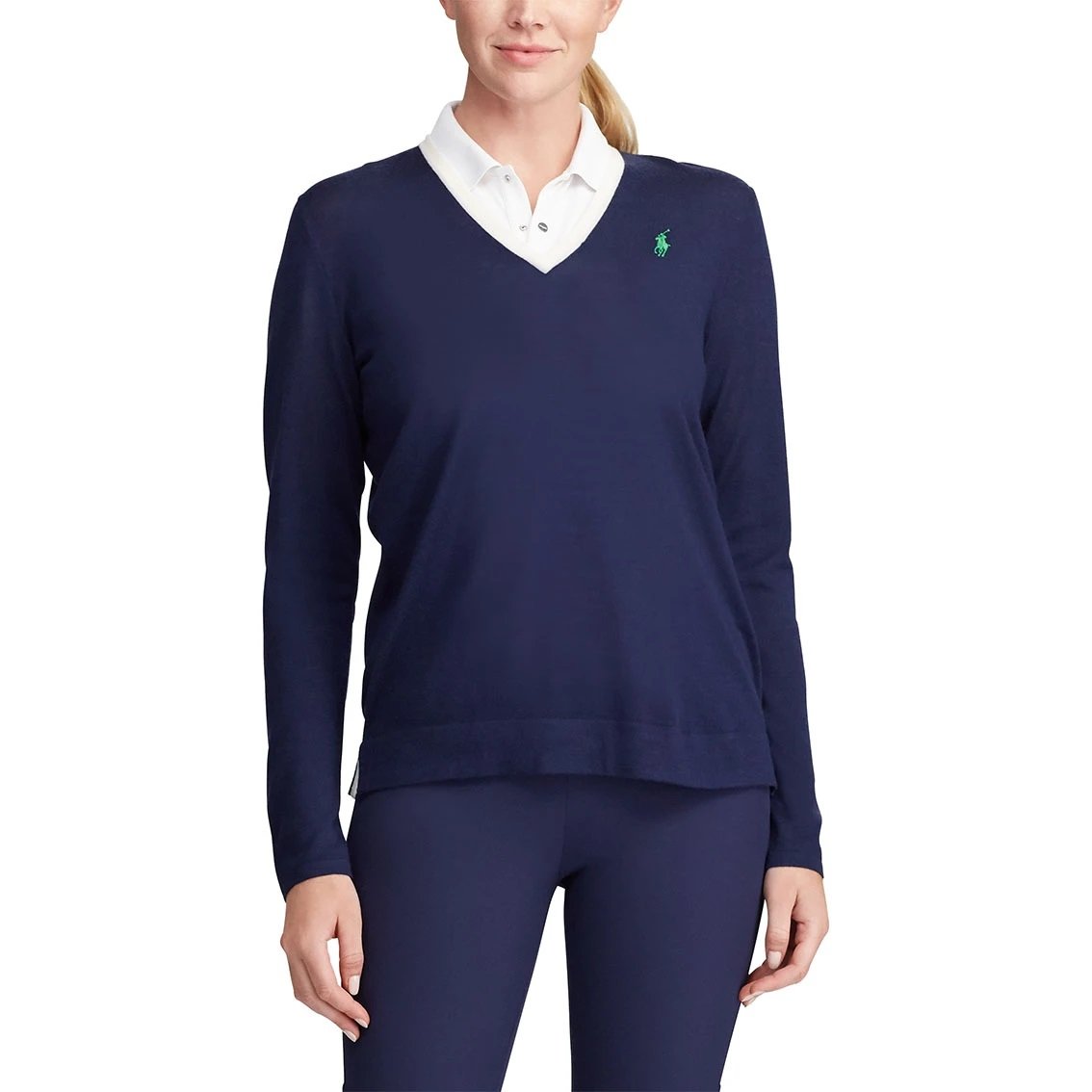 Polo Golf Ralph Lauren Women's Merino VNeck French Navy/White just