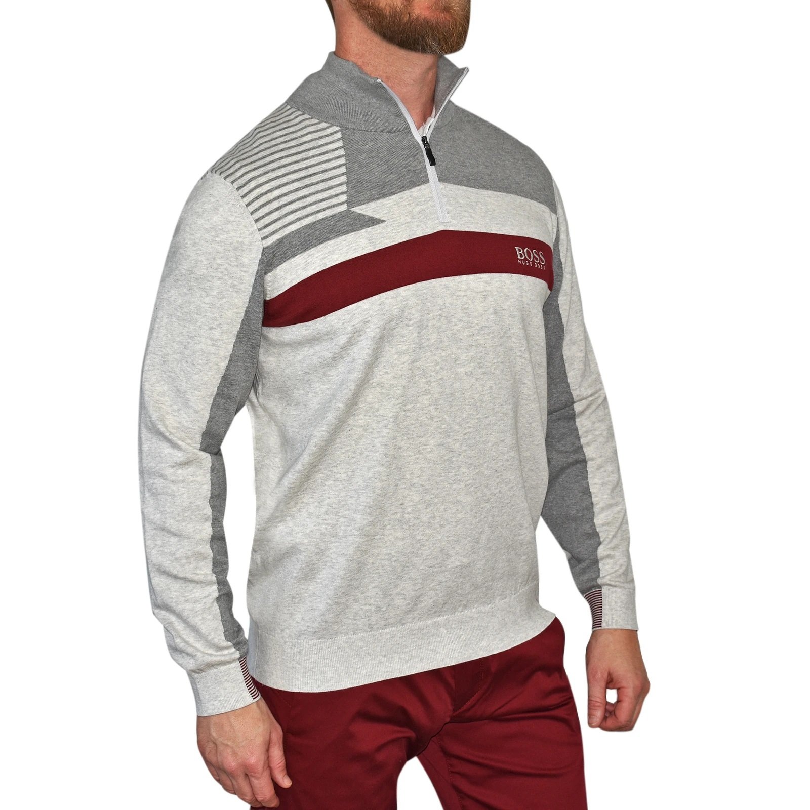 Hugo Boss Zelchior Pro 1/4 Zip Sweater - Light Grey just $255.00, save $84.00!