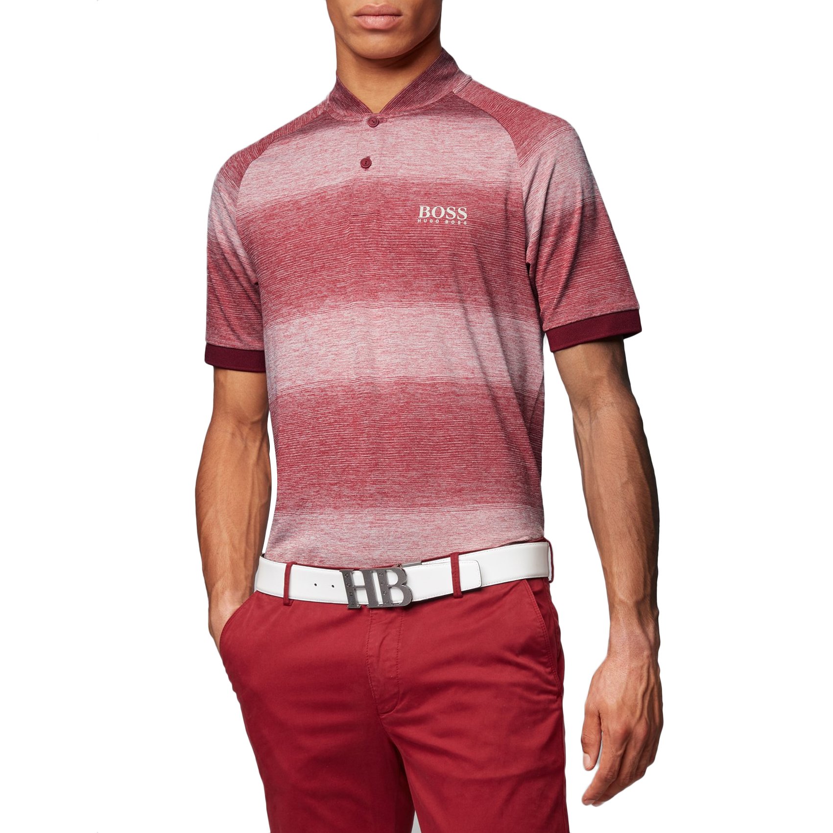 Hugo Boss Plade Pro Slim Golf Shirt - Burgundy Melange just $169.00, save $36.99!