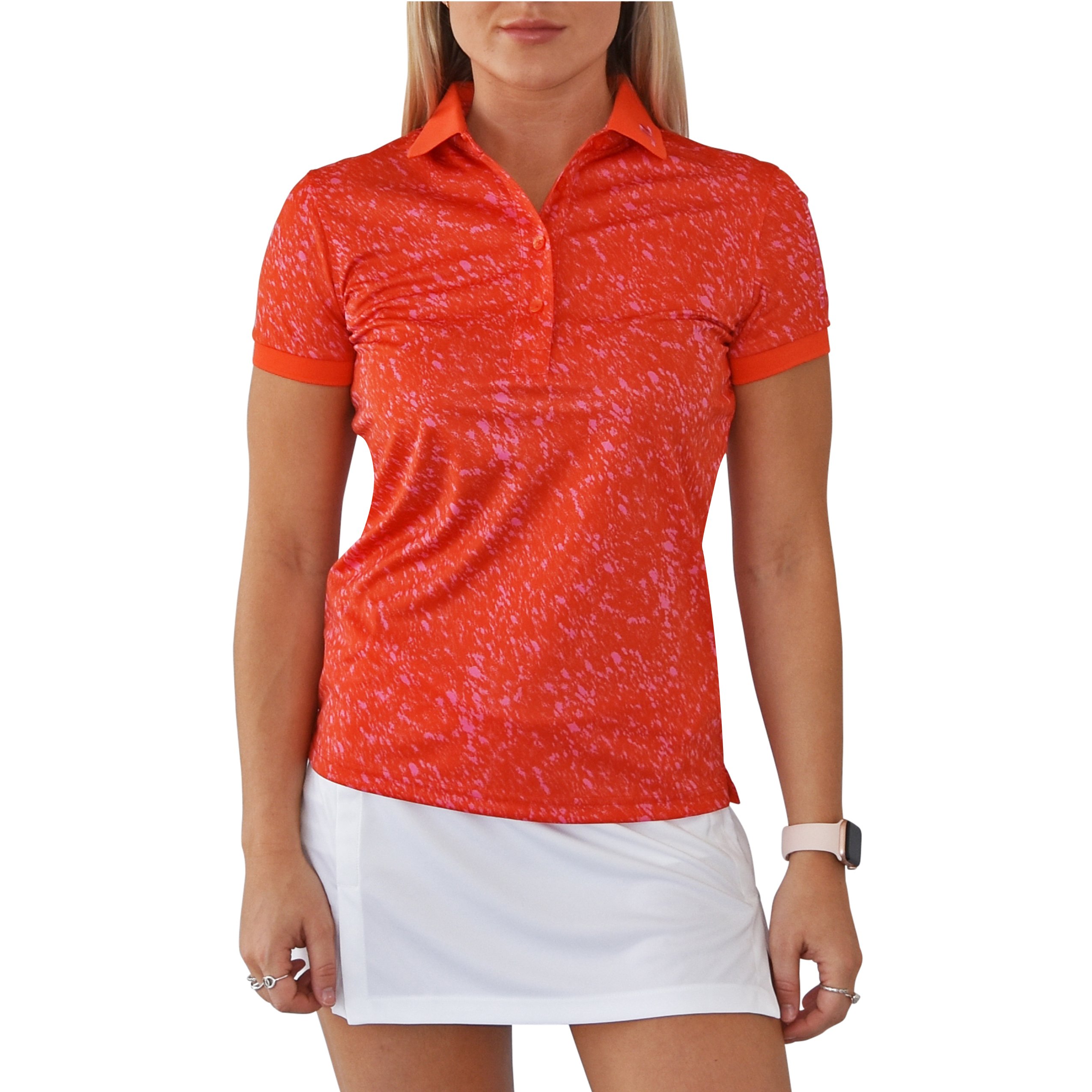 J.Lindeberg Women's Tour Tech Golf Polo Shirt - Fences Plater Red Pink just $119.00