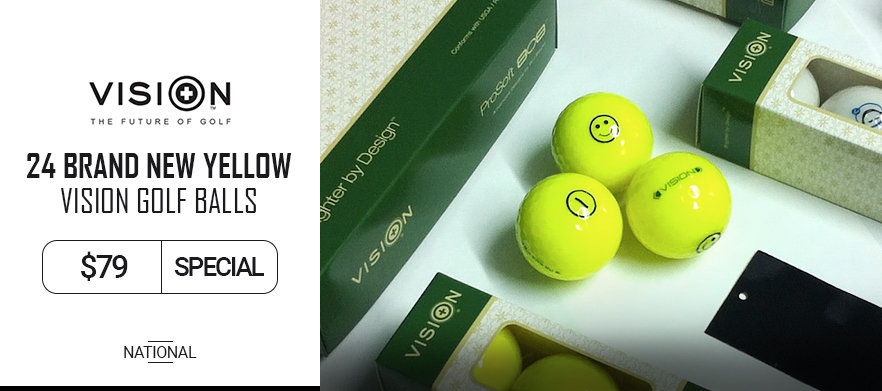24 Brand New Yellow Vision Golf Balls