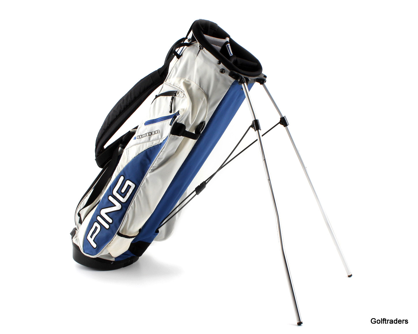 PING 4 UNDER GOLF STAND BAG WHITE / BLUE / BLACK USED E472 just