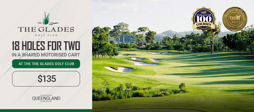 Play 18 holes at one of Queensland's finest, <em>The Glades Golf Club PLUS Cart.</em> 