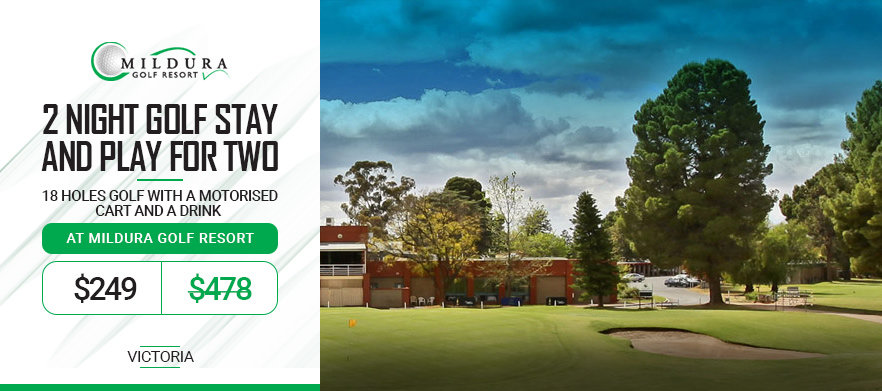 Two night stay for two people at <em>Mildura Golf Resort</em>. Your stay includes 18 Holes golf with a motorised cart each day and a drink on arrival.