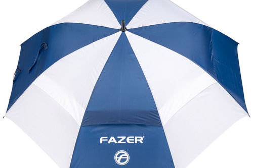 Fazer  White and Navy Blue Logo Print Dual Canopy Golf Umbrella - Image 2