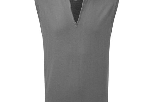 Palm Grove Mens Charcoal Grey 1/4 Zip Golf Sweater Vest - Image 2